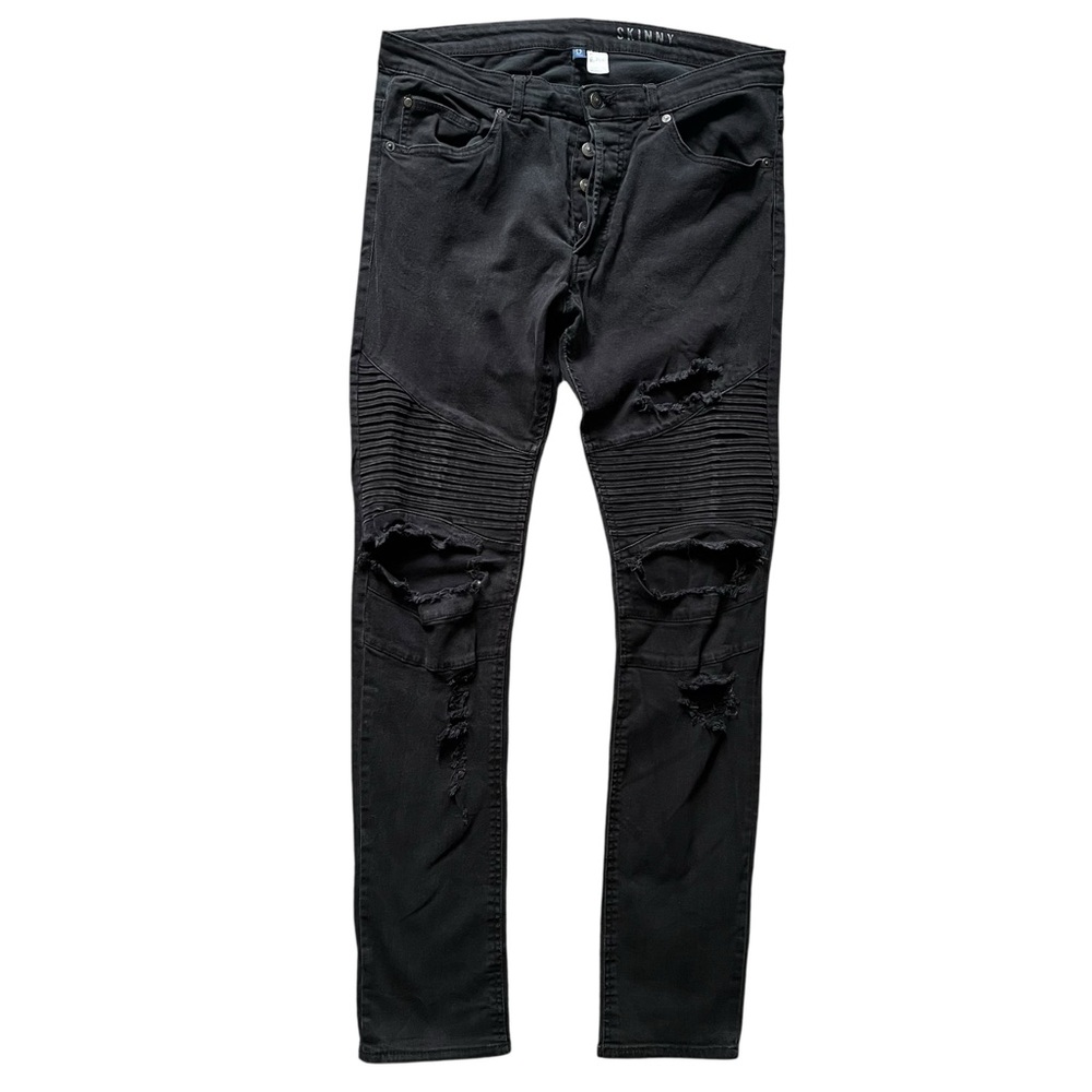 Divided by H&M skinny fit y2k distressed jeans black men’s 34x32